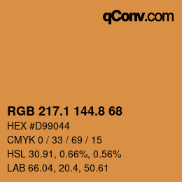 カラーコード: RGB 217.1 144.8 68 | qconv.com