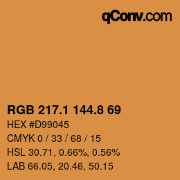 Color code: RGB 217.1 144.8 69 | qconv.com
