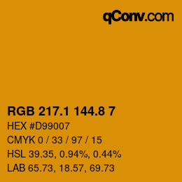 カラーコード: RGB 217.1 144.8 7 | qconv.com