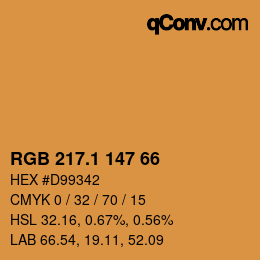 カラーコード: RGB 217.1 147 66 | qconv.com