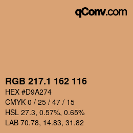 カラーコード: RGB 217.1 162 116 | qconv.com