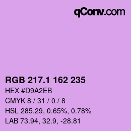 カラーコード: RGB 217.1 162 235 | qconv.com