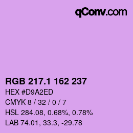 カラーコード: RGB 217.1 162 237 | qconv.com