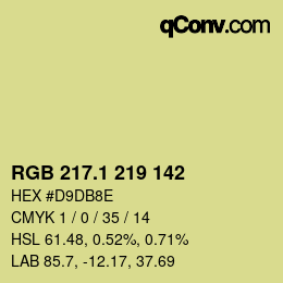 Color code: RGB 217.1 219 142 | qconv.com