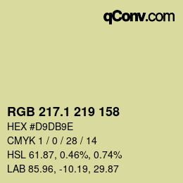 カラーコード: RGB 217.1 219 158 | qconv.com