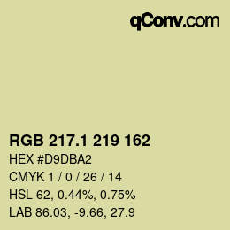 カラーコード: RGB 217.1 219 162 | qconv.com