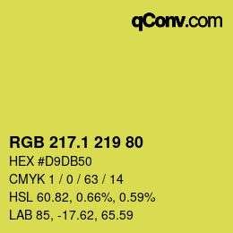 カラーコード: RGB 217.1 219 80 | qconv.com