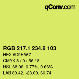 カラーコード: RGB 217.1 234.8 103 | qconv.com