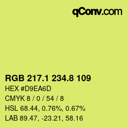 カラーコード: RGB 217.1 234.8 109 | qconv.com