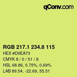 カラーコード: RGB 217.1 234.8 115 | qconv.com