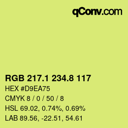 カラーコード: RGB 217.1 234.8 117 | qconv.com