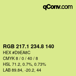 カラーコード: RGB 217.1 234.8 140 | qconv.com