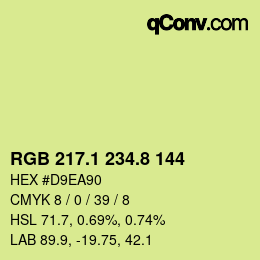 カラーコード: RGB 217.1 234.8 144 | qconv.com