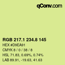 カラーコード: RGB 217.1 234.8 145 | qconv.com