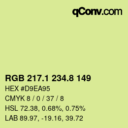 カラーコード: RGB 217.1 234.8 149 | qconv.com