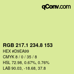 カラーコード: RGB 217.1 234.8 153 | qconv.com