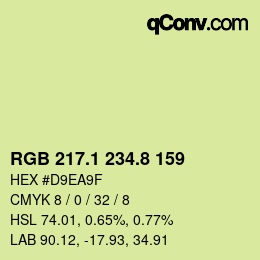 カラーコード: RGB 217.1 234.8 159 | qconv.com