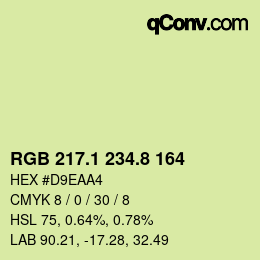 カラーコード: RGB 217.1 234.8 164 | qconv.com