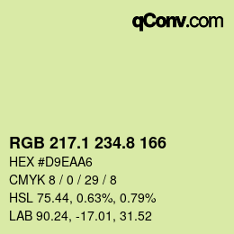 カラーコード: RGB 217.1 234.8 166 | qconv.com