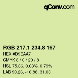カラーコード: RGB 217.1 234.8 167 | qconv.com