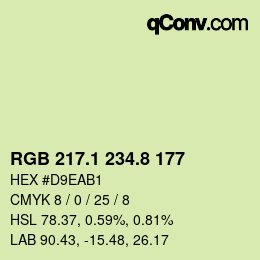 カラーコード: RGB 217.1 234.8 177 | qconv.com