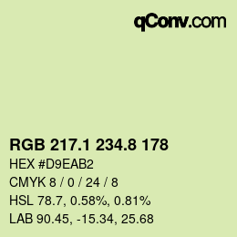 カラーコード: RGB 217.1 234.8 178 | qconv.com