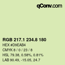 カラーコード: RGB 217.1 234.8 180 | qconv.com