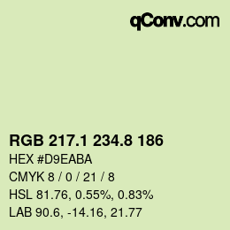 カラーコード: RGB 217.1 234.8 186 | qconv.com