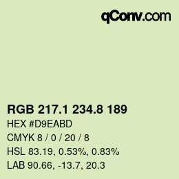 カラーコード: RGB 217.1 234.8 189 | qconv.com