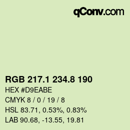 Color code: RGB 217.1 234.8 190 | qconv.com