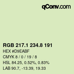 Color code: RGB 217.1 234.8 191 | qconv.com