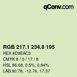 Color code: RGB 217.1 234.8 195 | qconv.com