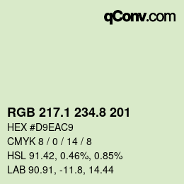 Color code: RGB 217.1 234.8 201 | qconv.com