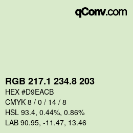 カラーコード: RGB 217.1 234.8 203 | qconv.com