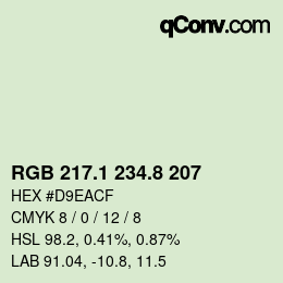 カラーコード: RGB 217.1 234.8 207 | qconv.com