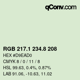 Color code: RGB 217.1 234.8 208 | qconv.com