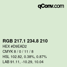 Farbcode: RGB 217.1 234.8 210 | qconv.com