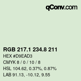 Color code: RGB 217.1 234.8 211 | qconv.com