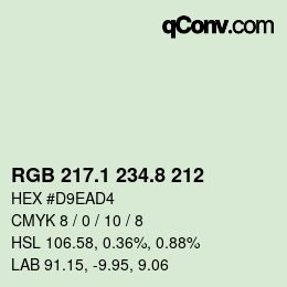 カラーコード: RGB 217.1 234.8 212 | qconv.com