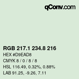 Color code: RGB 217.1 234.8 216 | qconv.com