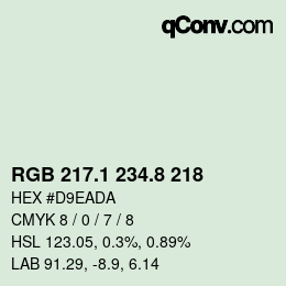 Color code: RGB 217.1 234.8 218 | qconv.com