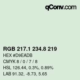 カラーコード: RGB 217.1 234.8 219 | qconv.com