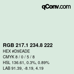 カラーコード: RGB 217.1 234.8 222 | qconv.com