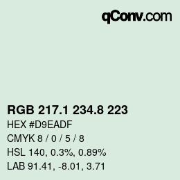 Color code: RGB 217.1 234.8 223 | qconv.com