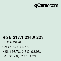 Color code: RGB 217.1 234.8 225 | qconv.com