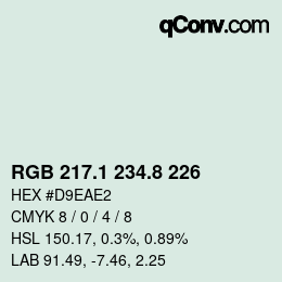 Color code: RGB 217.1 234.8 226 | qconv.com