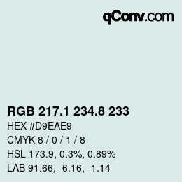 Color code: RGB 217.1 234.8 233 | qconv.com