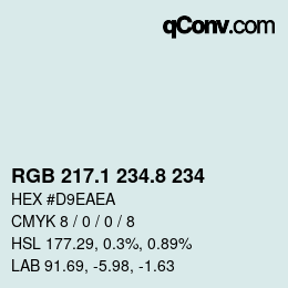 カラーコード: RGB 217.1 234.8 234 | qconv.com