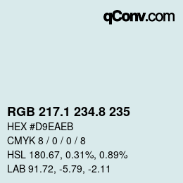 Color code: RGB 217.1 234.8 235 | qconv.com