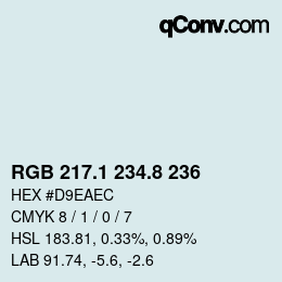 Color code: RGB 217.1 234.8 236 | qconv.com